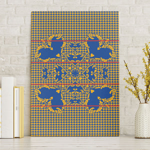 Cobalt Blue Hearts Crown Traditional Geometry Canvas Wall Art Seanamarena Basotho Blanket Inspired