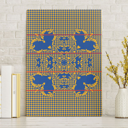 Cobalt Blue Hearts Crown Traditional Geometry Canvas Wall Art Seanamarena Basotho Blanket Inspired