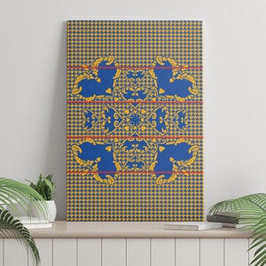 Cobalt Blue Hearts Crown Traditional Geometry Canvas Wall Art Seanamarena Basotho Blanket Inspired