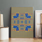 Cobalt Blue Hearts Crown Traditional Geometry Canvas Wall Art Seanamarena Basotho Blanket Inspired