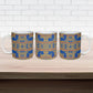 Cobalt Blue Hearts Crown Traditional Geometry Ceramic Mug Seanamarena Basotho Blanket Inspired