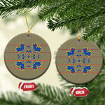 Cobalt Blue Hearts Crown Traditional Geometry Ceramic Ornament Seanamarena Basotho Blanket Inspired