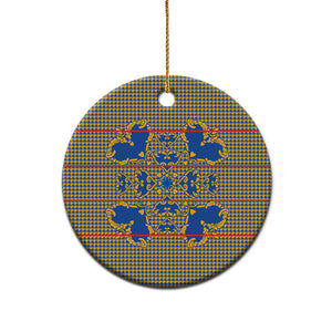 Cobalt Blue Hearts Crown Traditional Geometry Ceramic Ornament Seanamarena Basotho Blanket Inspired