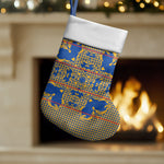 Cobalt Blue Hearts Crown Traditional Geometry Christmas Stocking Seanamarena Basotho Blanket Inspired