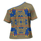 Cobalt Blue Hearts Crown Traditional Geometry Cross Shoulder Shirt Seanamarena Basotho Blanket Inspired