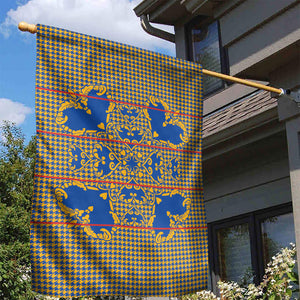 Cobalt Blue Hearts Crown Traditional Geometry Garden Flag Seanamarena Basotho Blanket Inspired