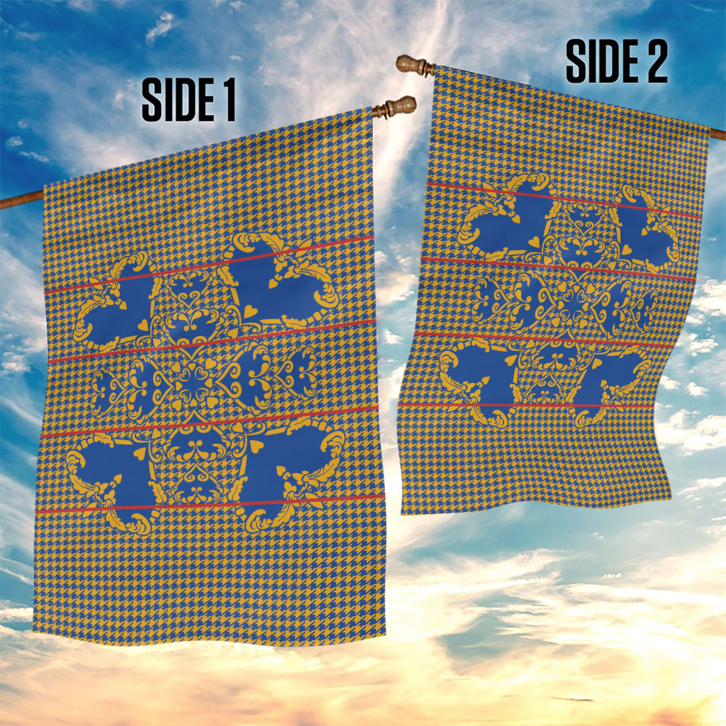 Cobalt Blue Hearts Crown Traditional Geometry Garden Flag Seanamarena Basotho Blanket Inspired