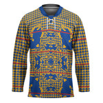 Cobalt Blue Hearts Crown Traditional Geometry Hockey Jersey Seanamarena Basotho Blanket Inspired