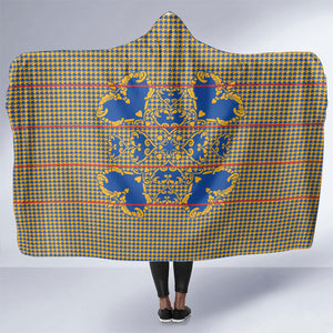 Cobalt Blue Hearts Crown Traditional Geometry Hooded Blanket Seanamarena Basotho Blanket Inspired