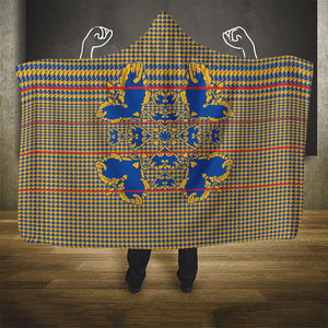 Cobalt Blue Hearts Crown Traditional Geometry Hooded Blanket Seanamarena Basotho Blanket Inspired