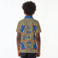 Cobalt Blue Hearts Crown Traditional Geometry Kid Polo Shirt Seanamarena Basotho Blanket Inspired