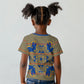 Cobalt Blue Hearts Crown Traditional Geometry Kid T shirt Seanamarena Basotho Blanket Inspired