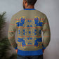 Cobalt Blue Hearts Crown Traditional Geometry Ugly Christmas Sweater Seanamarena Basotho Blanket Inspired