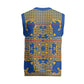 Cobalt Blue Hearts Crown Traditional Geometry Christmas Knitted V-Neck Vest Seanamarena Basotho Blanket Inspired