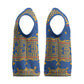 Cobalt Blue Hearts Crown Traditional Geometry Christmas Knitted V-Neck Vest Seanamarena Basotho Blanket Inspired