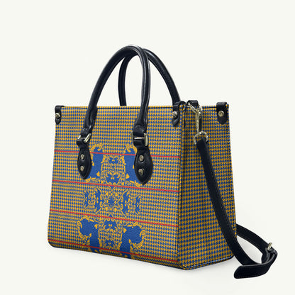 Cobalt Blue Hearts Crown Traditional Geometry Leather Bag Seanamarena Basotho Blanket Inspired