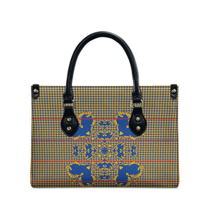 Cobalt Blue Hearts Crown Traditional Geometry Leather Bag Seanamarena Basotho Blanket Inspired