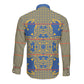 Cobalt Blue Hearts Crown Traditional Geometry Long Sleeve Button Shirt Seanamarena Basotho Blanket Inspired