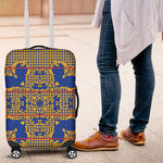 Cobalt Blue Hearts Crown Traditional Geometry Luggage Cover Seanamarena Basotho Blanket Inspired