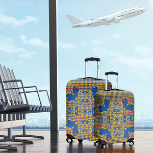 Cobalt Blue Hearts Crown Traditional Geometry Luggage Cover Seanamarena Basotho Blanket Inspired