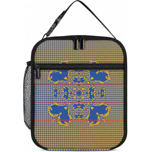 Cobalt Blue Hearts Crown Traditional Geometry Lunch Bag Seanamarena Basotho Blanket Inspired