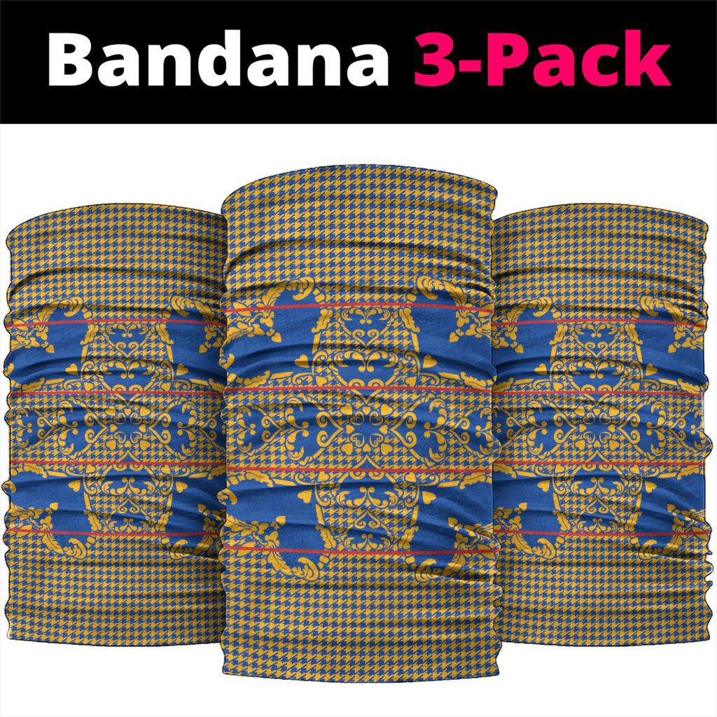 Cobalt Blue Hearts Crown Traditional Geometry Neck Gaiter Seanamarena Basotho Blanket Inspired