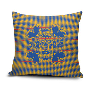 Cobalt Blue Hearts Crown Traditional Geometry Pillow Cover Seanamarena Basotho Blanket Inspired