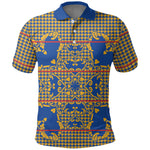 Cobalt Blue Hearts Crown Traditional Geometry Polo Shirt Seanamarena Basotho Blanket Inspired