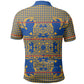 Cobalt Blue Hearts Crown Traditional Geometry Polo Shirt Seanamarena Basotho Blanket Inspired