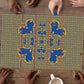 Cobalt Blue Hearts Crown Traditional Geometry Puzzle Seanamarena Basotho Blanket Inspired