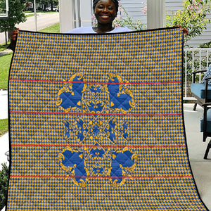 Cobalt Blue Hearts Crown Traditional Geometry Quilt Seanamarena Basotho Blanket Inspired