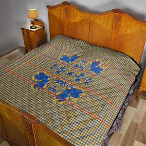 Cobalt Blue Hearts Crown Traditional Geometry Quilt Seanamarena Basotho Blanket Inspired