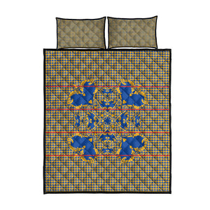 Cobalt Blue Hearts Crown Traditional Geometry Quilt Bed Set Seanamarena Basotho Blanket Inspired