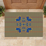 Cobalt Blue Hearts Crown Traditional Geometry Rubber Doormat Seanamarena Basotho Blanket Inspired