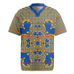Cobalt Blue Hearts Crown Traditional Geometry Rugby Jersey Seanamarena Basotho Blanket Inspired