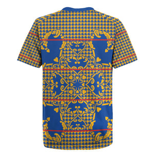 Cobalt Blue Hearts Crown Traditional Geometry Rugby Jersey Seanamarena Basotho Blanket Inspired