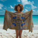 Cobalt Blue Hearts Crown Traditional Geometry Sarong Seanamarena Basotho Blanket Inspired