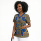 Cobalt Blue Hearts Crown Traditional Geometry Scrub Top Seanamarena Basotho Blanket Inspired