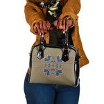Cobalt Blue Hearts Crown Traditional Geometry Shoulder Handbag Seanamarena Basotho Blanket Inspired
