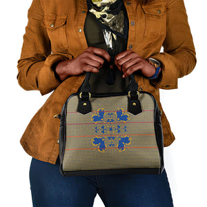 Cobalt Blue Hearts Crown Traditional Geometry Shoulder Handbag Seanamarena Basotho Blanket Inspired