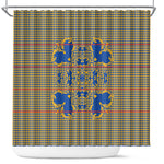 Cobalt Blue Hearts Crown Traditional Geometry Shower Curtain Seanamarena Basotho Blanket Inspired