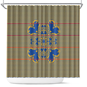 Cobalt Blue Hearts Crown Traditional Geometry Shower Curtain Seanamarena Basotho Blanket Inspired