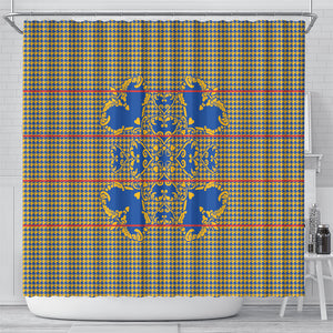 Cobalt Blue Hearts Crown Traditional Geometry Shower Curtain Seanamarena Basotho Blanket Inspired