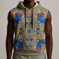 Cobalt Blue Hearts Crown Traditional Geometry Sleeveless Hoodie Seanamarena Basotho Blanket Inspired