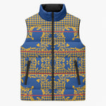 Cobalt Blue Hearts Crown Traditional Geometry Sleeveless Puffer Jacket Seanamarena Basotho Blanket Inspired