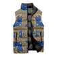 Cobalt Blue Hearts Crown Traditional Geometry Sleeveless Puffer Jacket Seanamarena Basotho Blanket Inspired