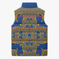 Cobalt Blue Hearts Crown Traditional Geometry Sleeveless Puffer Jacket Seanamarena Basotho Blanket Inspired