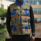 Cobalt Blue Hearts Crown Traditional Geometry Sleeveless Puffer Jacket Seanamarena Basotho Blanket Inspired