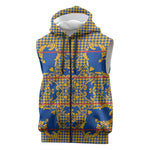 Cobalt Blue Hearts Crown Traditional Geometry Sleeveless Zip Hoodie Seanamarena Basotho Blanket Inspired