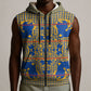Cobalt Blue Hearts Crown Traditional Geometry Sleeveless Zip Hoodie Seanamarena Basotho Blanket Inspired